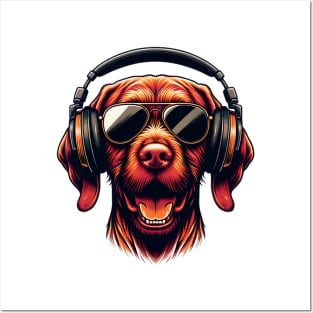 Wirehaired Vizsla Smiling DJ in Japanese Artwork Style Posters and Art